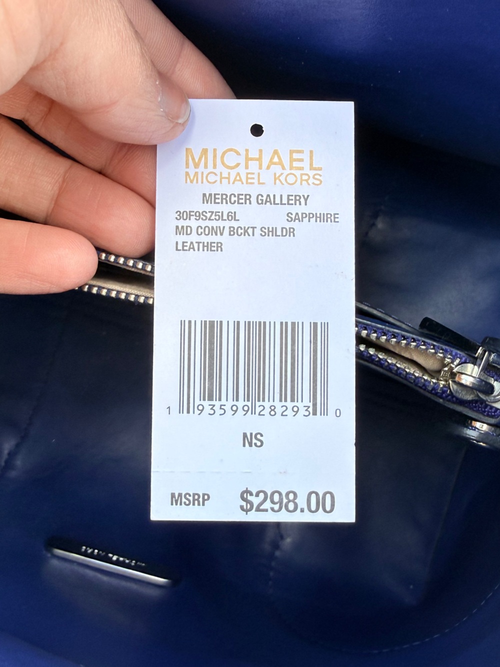 Michael Kors Royal Blue Leather Drawstring Bucket Shoulder Bag - Picture 13 of 13